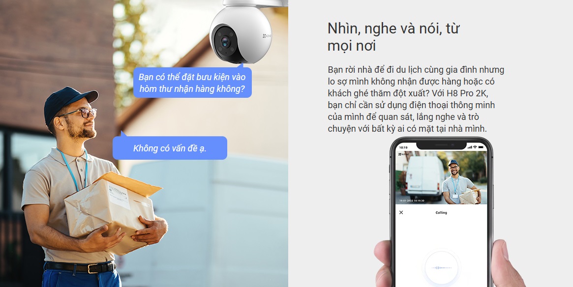 Camera Ezviz H8 2K đàm thoại 2 chiều